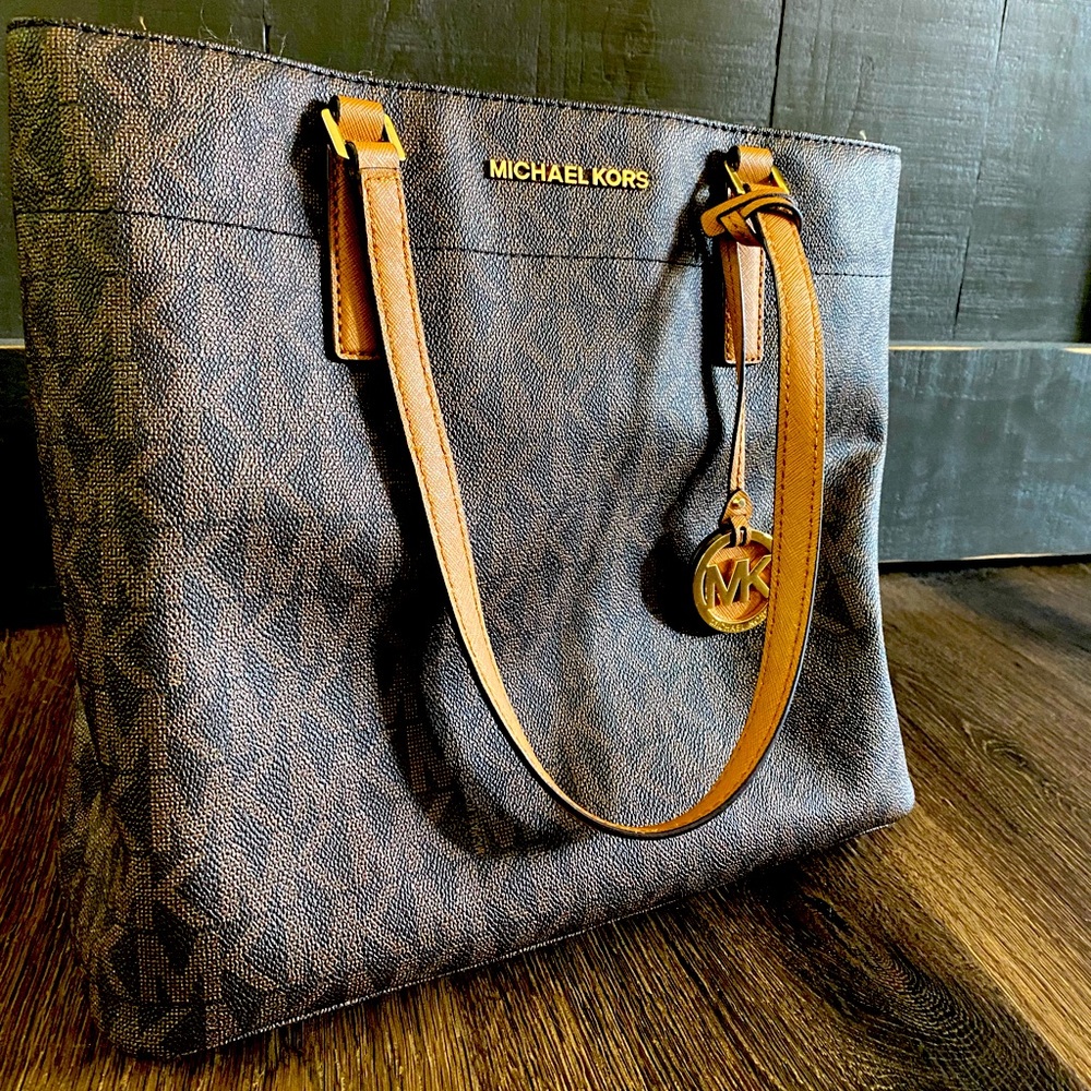Michael Kors Morgan Signature Medium Brown Tote Bag Handbag